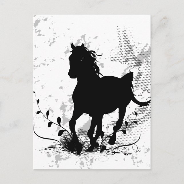 Carte Postale Silhouette, cheval noir (Devant)
