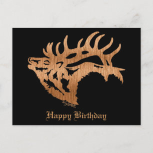 Carte Postale Silhouette classique en bois d'Elk Bull