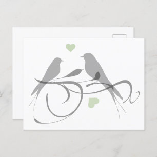 Carte Postale Silhouette Coeurs et Inséparables