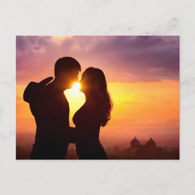 Carte Postale Silhouette Couple Au coucher Du Soleil (Devant)