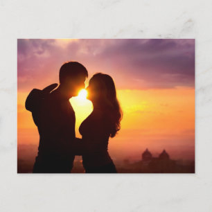 Carte Postale Silhouette Couple Au coucher Du Soleil