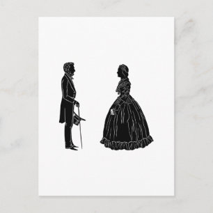 Carte Postale silhouette d'abraham lincoln et de mary todd linco