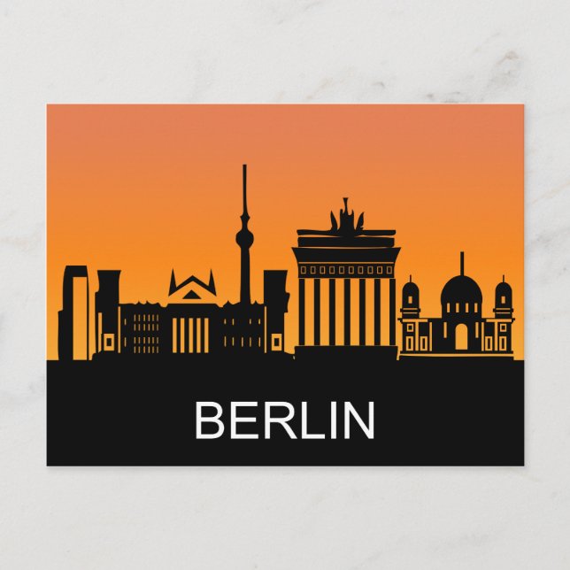 Carte Postale Silhouette de Berlin, coucher de soleil d'été, ill (Devant)