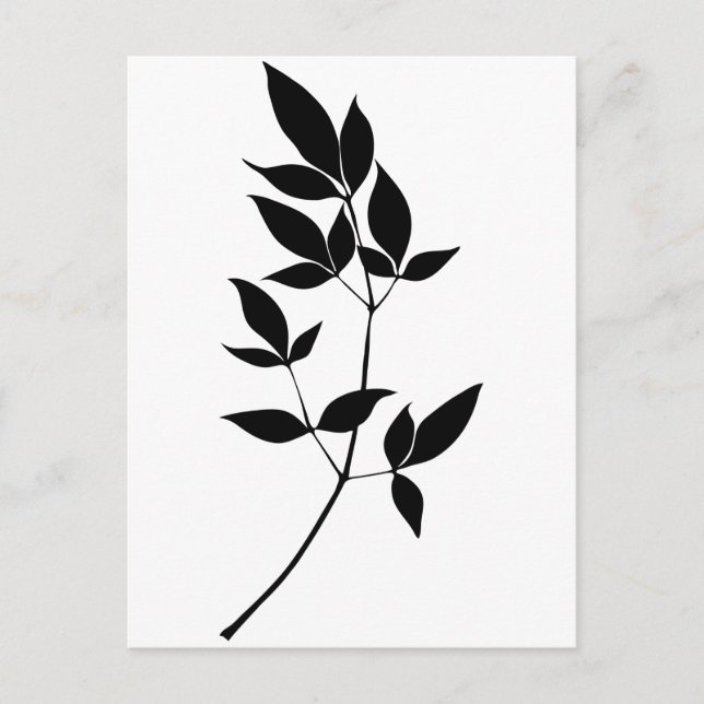 Carte Postale Silhouette de branche feuille vectorielle noire et (Devant)