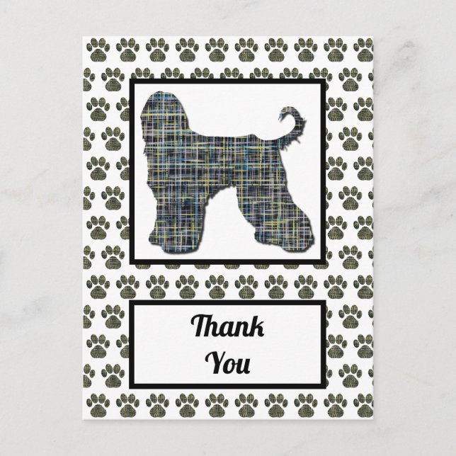 Carte Postale Silhouette de chien de chien afghan Merci (Devant)
