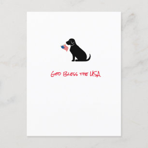 Carte Postale Silhouette de chien labrador noir patriotique Drap