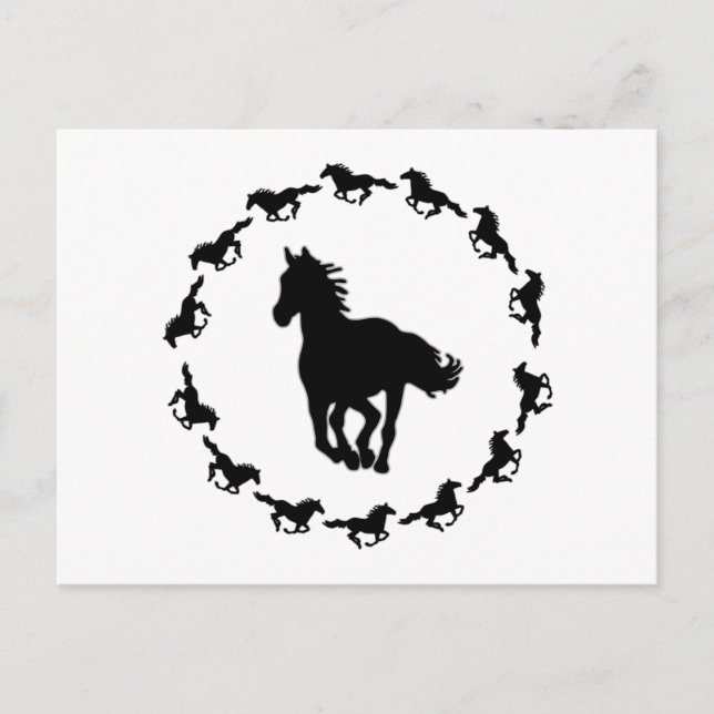 Carte Postale Silhouette de conception de cheval (Devant)