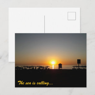 Carte Postale Silhouette de coucher de soleil d'été côtier