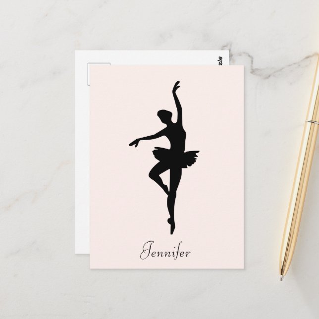 Carte Postale Silhouette de danse rose personnalisée (Devant/Arrière en situation)