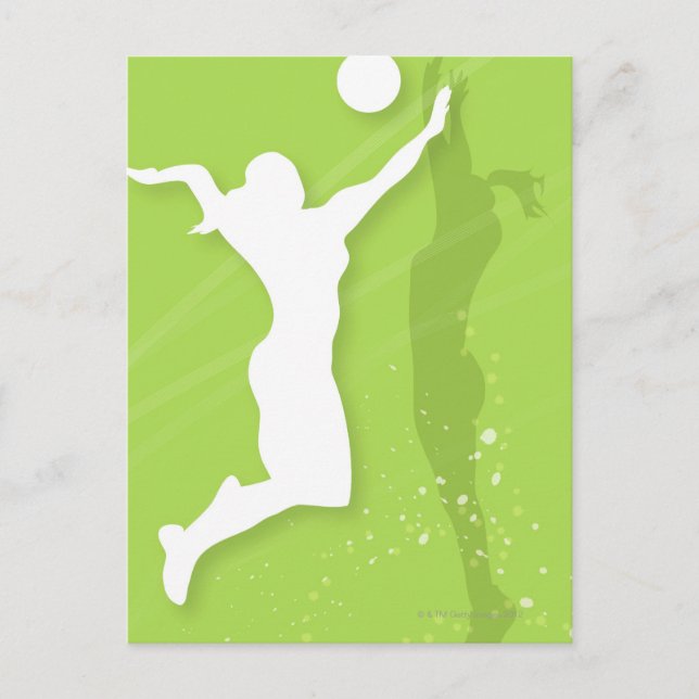 Carte Postale Silhouette de deux femmes jouant au volley-ball (Devant)
