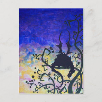 Carte Postale Silhouette de dragon de l'aube à l'imaginaire art