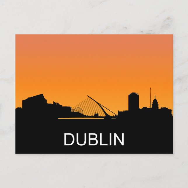 Carte Postale silhouette de Dublin, illustration du coucher de s (Devant)