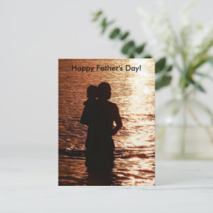 Carte Postale Silhouette de la Fête des pères papa et enfant