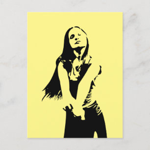 Carte Postale Silhouette de la fille de danse noire à la mode