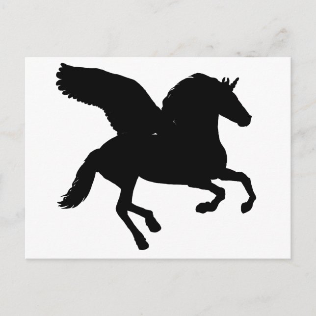 Carte Postale Silhouette de la licorne ailée (Devant)