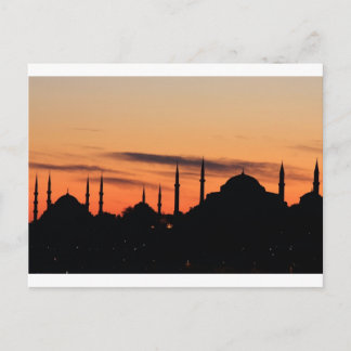 Carte Postale Silhouette de la mosquée Bleue et Sainte-Sophie