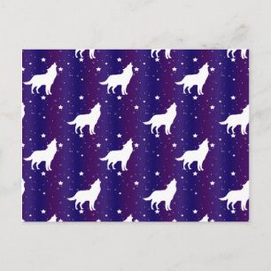 Carte Postale Silhouette de Loup Nuit Étoilée Galaxie Amoureux U