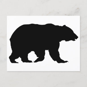Carte Postale Silhouette de l'ours grizzli marchant de gauche à 