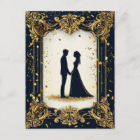 Silhouette de mariage élégante avec cadre doré orn