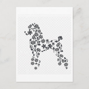 Carte Postale Silhouette de Poodle Floral Élégant - Chien Artist