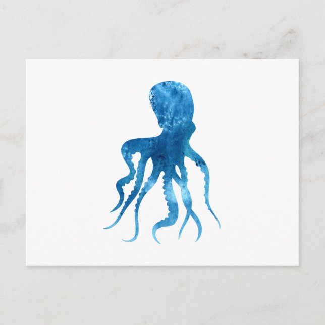 Carte Postale Silhouette de poulpe aquarelle (Devant)