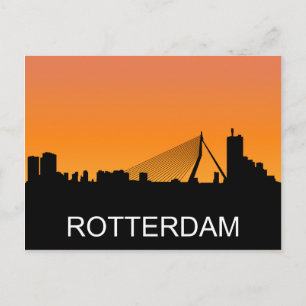 Carte Postale Silhouette de Rotterdam, illustration du coucher d