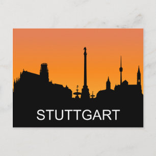 Carte Postale Silhouette de Stuttgart, coucher de soleil d'été, 