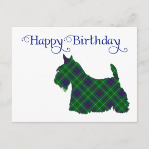 Carte Postale Silhouette de Terrier Écossais Tartan
