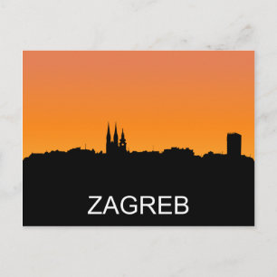 Carte Postale Silhouette de Zagreb, illustration de coucher de s