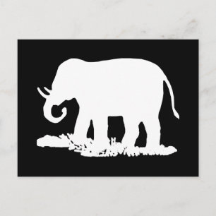 Carte Postale Silhouette d'éléphant noir et blanc