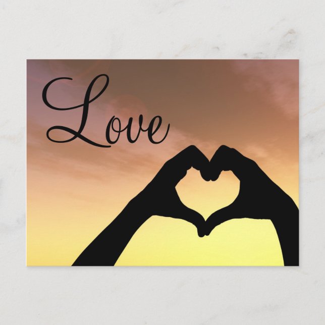 Carte Postale Silhouette des mains en forme de coeur (Devant)
