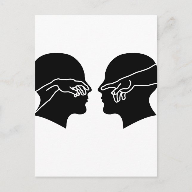 Carte Postale Silhouette des visages masculins avec les mains (Devant)