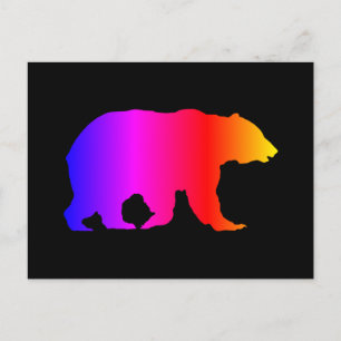 Carte Postale Silhouette d'ours grizzly coloré
