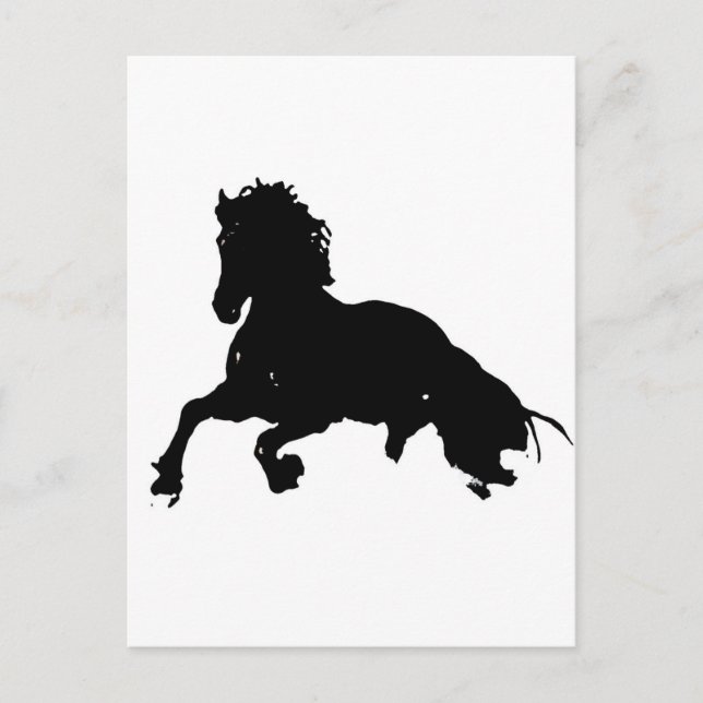 Carte Postale Silhouette du cheval blanc noir (Devant)