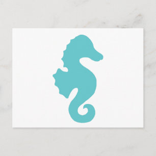 Carte Postale Silhouette du cheval de mer turquoise