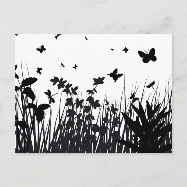 Carte Postale Silhouette du jardin des papillons (Devant)