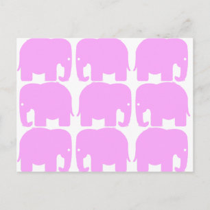 Carte postale Silhouette Eléphants Rose