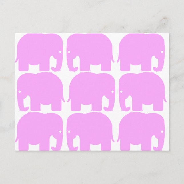 Carte postale Silhouette Eléphants Rose (Devant)