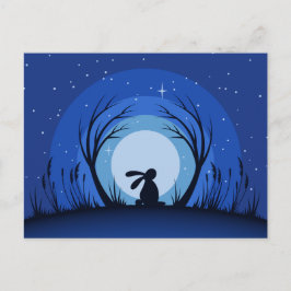 Carte Postale Silhouette en lumière de lune de lapin