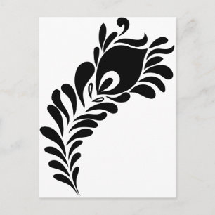 Carte Postale Silhouette en plumes de paon