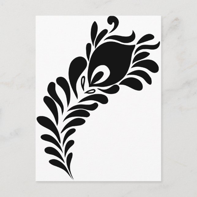 Carte Postale Silhouette en plumes de paon (Devant)