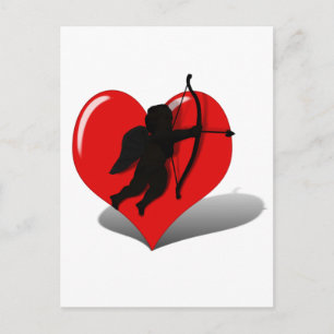 Carte Postale Silhouette et coeur cupides