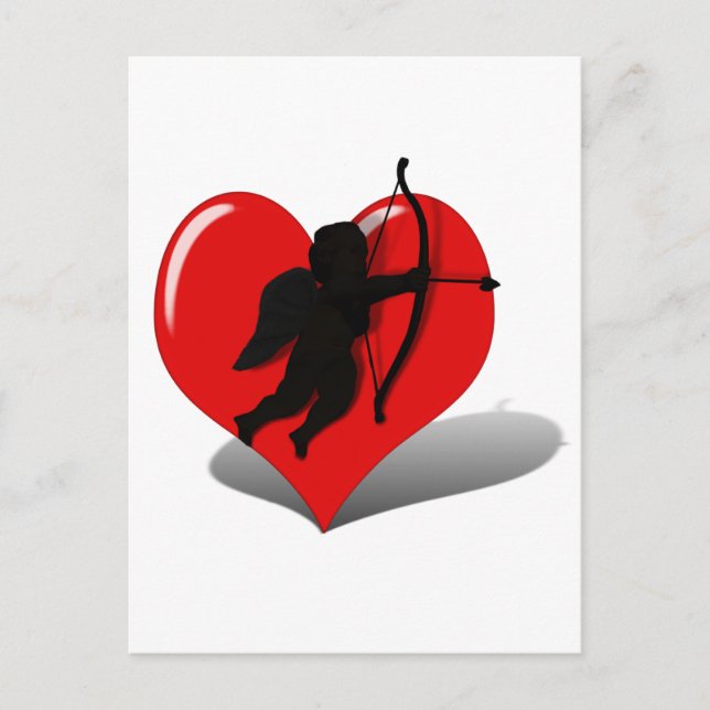 Carte Postale Silhouette et coeur cupides (Devant)