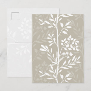 Carte Postale Silhouette Florale Élégante Beige Neutre Minimalis