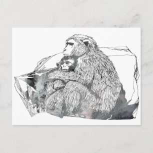 Carte Postale Silhouette Macaque Abstraite