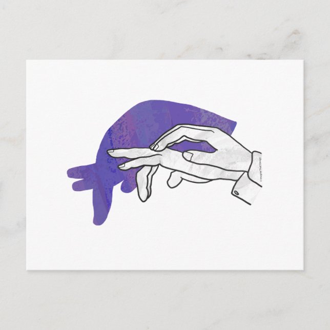 Carte Postale Silhouette main Anteater violet (Devant)