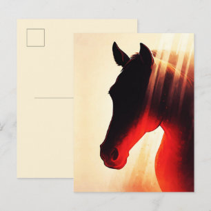 Carte Postale Silhouette majestueuse de cheval sous l'éclat d'un