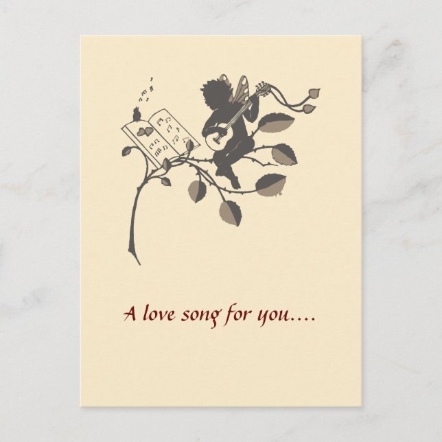 Carte Postale Silhouette musicale vintage d'ange (Devant)