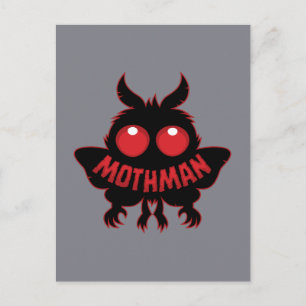 Carte Postale Silhouette mystérieuse de l'Homme-Moth aux yeux ro