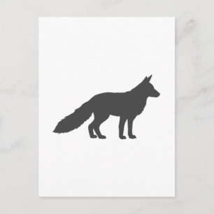 Carte Postale Silhouette noire d'un renard moelleux